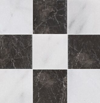 White Lux&Black Marble Tiles 10X10X1 cm - 4X4X3/8"