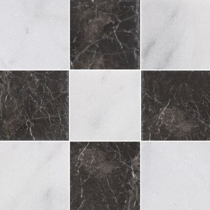 White Lux&Black Marble Tiles 10X10X1 cm - 4X4X3/8"