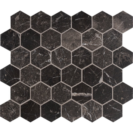 Olive Black Marble Mosaic Hexagon 5 cm – Hexagon 2″