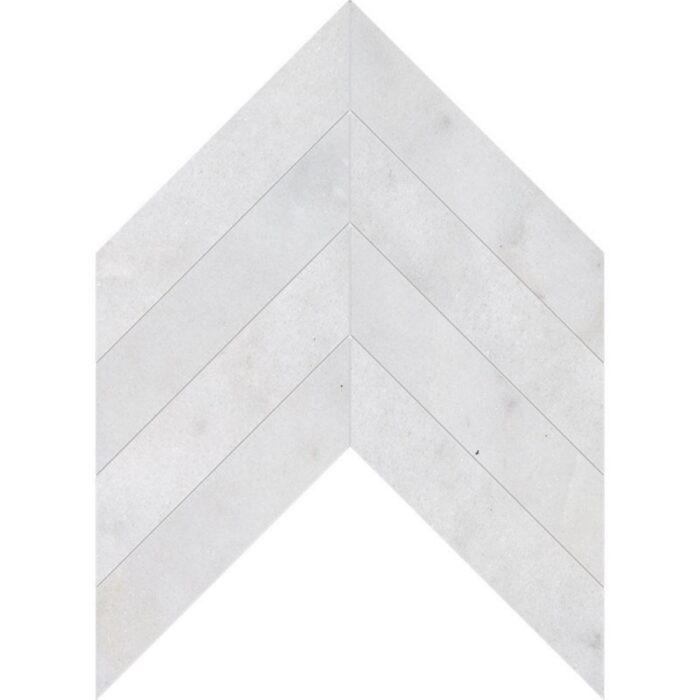 White Lux Marble Mosaic Chevron 5X20 cm - Chevron 2X8"