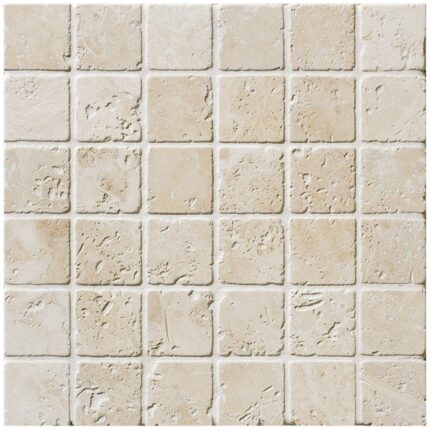 Ivory Travertine Mosaic 5X5X1 cm - 2X2X3/8"