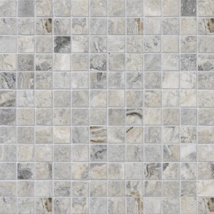 Silver Travertine Mosaic 2,3X2,3X1 cm - 1X1X3/8"