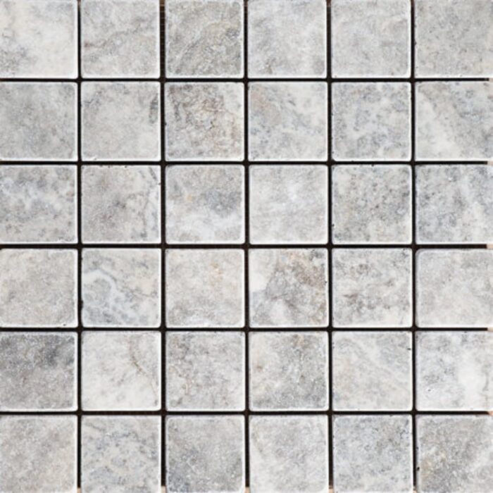 Silver Travertine Mosaic 5X5X1 cm - 2X2X3/8"