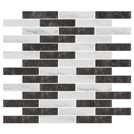 Olive Black&White Lux Marble Mosaic 2,3X10X1 cm - 1X4X3/8"