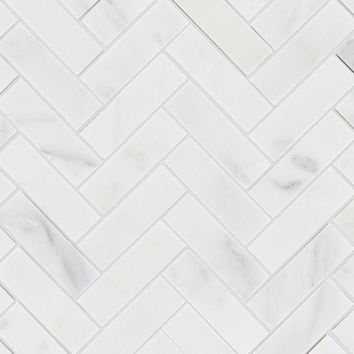 White Lux Marble Mosaic Herringbone 1,5X7,5 cm - Herringbone 5/8X3"