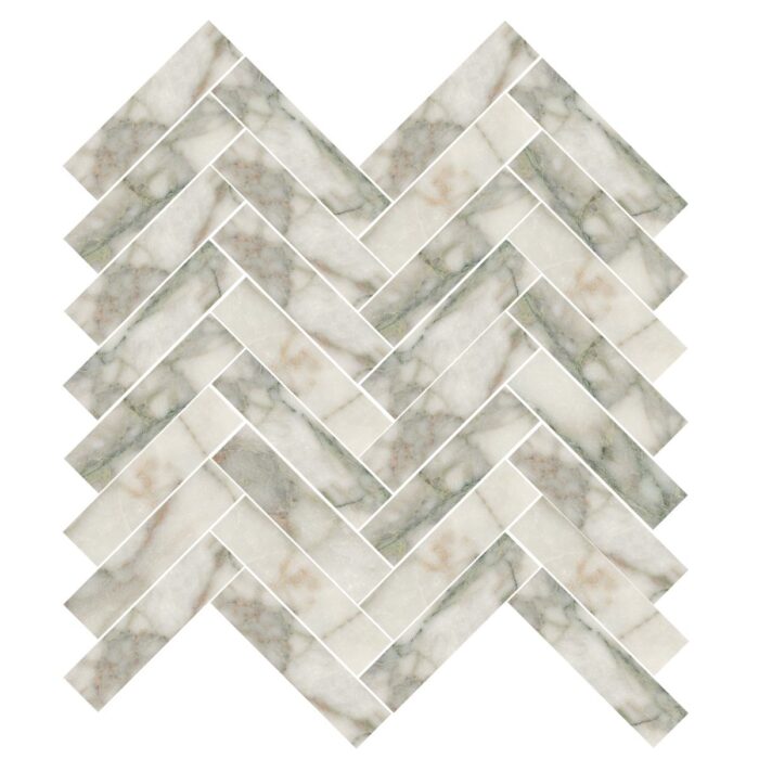 Calacatta Green Marble Mosaic Herringbone 1,5X7,5 cm - Herringbone 5/8X3"