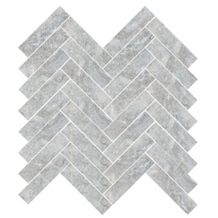 Silver Travertine Mosaic Herringbone 1,5X7,5 cm - Herringbone 5/8X3"