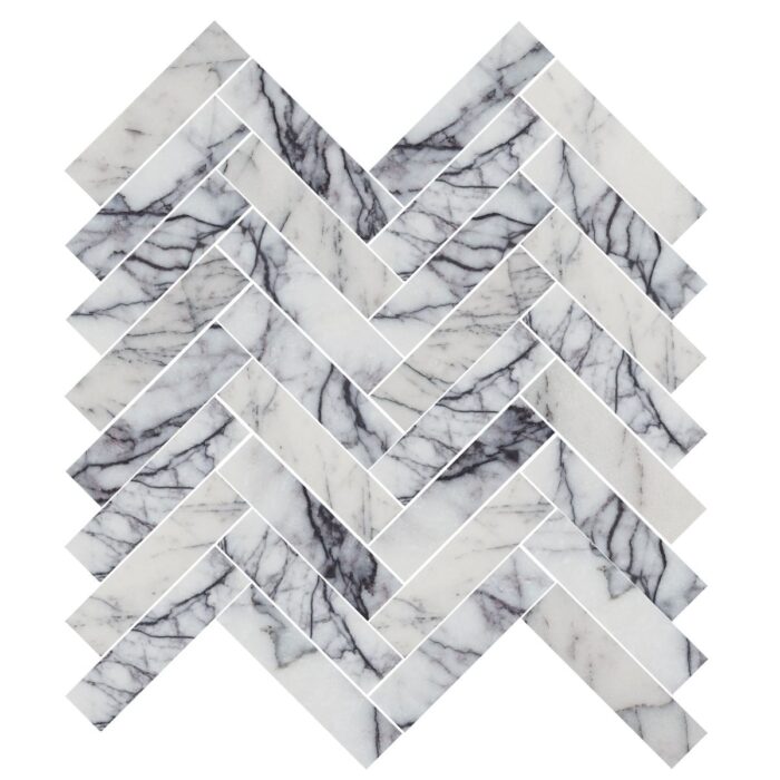 Lilac Marble Mosaic Herringbone 1,5X7,5 cm - Herringbone 5/8X3"