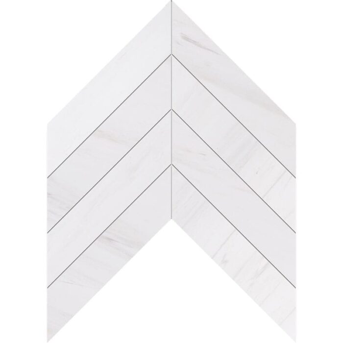 Dolomiti Blanc Marble Mosaic Chevron 5X20 cm – Chevron 2X8″