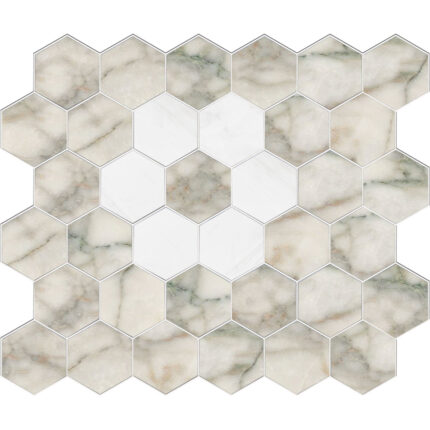 Calacatta Green&Dolomiti Blanc Marble Mosaic Flower Hexagon 5