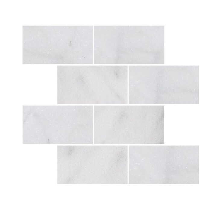 White Lux Marble Tiles 7,5X15,2X1 cm