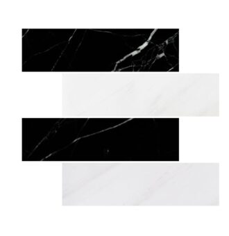 White Lux&Black Marble Tiles 7,5X30,5X1