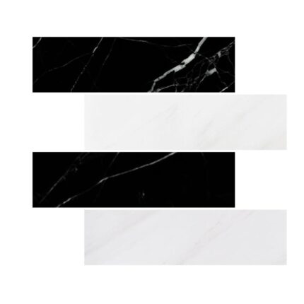 White Lux&Black Marble Tiles 7,5X30,5X1