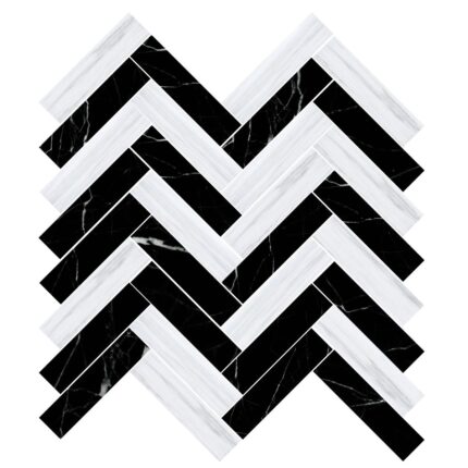 Dolomiti Gray&Black Marble Mosaic Herringbone 1,5X7,5 cm - Herringbone 5/8X3"