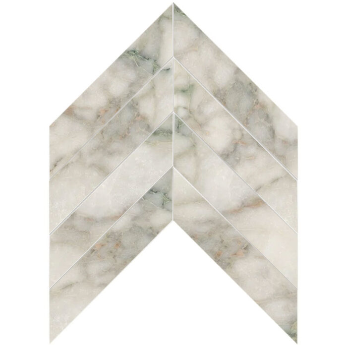 Calacatta Green Marble Mosaic Chevron 5X20 cm – Chevron 2X8″