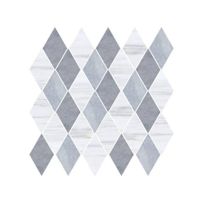 Dolomiti Gray&Ocean Blue Marble Mosaic Diamond 5 cm - Diamond 2"