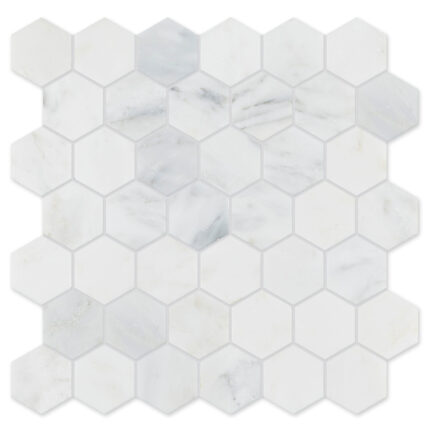 White Lux Marble Mosaic Flower Hexagon 5 cm – Flower Hexagon 2″