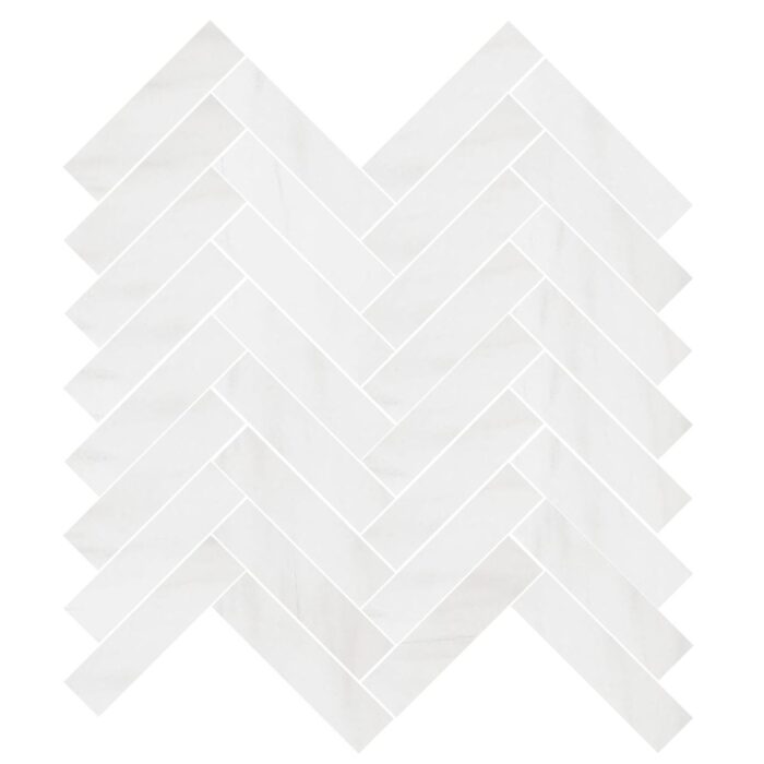 Dolomiti Blanc Marble Mosaic Herringbone 1,5X7,5 cm – Herringbone 5/8X3″