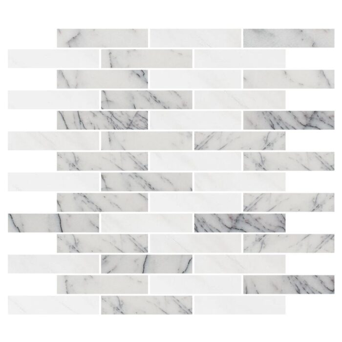 Lilac&Dolomiti Blanc Marble Mosaic 2,3X10X1 cm - 1X4X3/8"