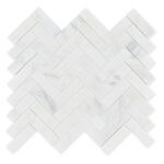 White Lux Marble Mosaic Herringbone 1,5X7,5 cm - Herringbone 5/8X3"