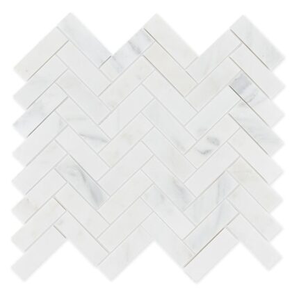 White Lux Marble Mosaic Herringbone 1,5X7,5 cm - Herringbone 5/8X3"