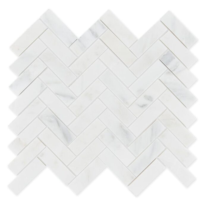 White Lux Marble Mosaic Herringbone 1,5X7,5 cm - Herringbone 5/8X3"