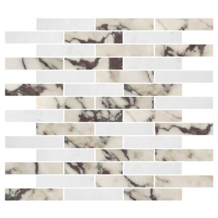 Calacatta Viola&Dolomiti Blanc Marble Mosaic 2,3X10X1 cm - 1X4X3/8"