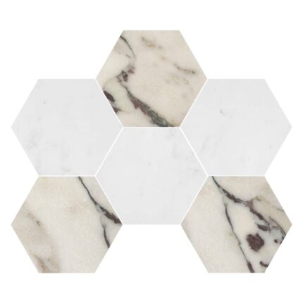 Calacatta Viola&Dolomiti Blanc Marble Mosaic Hexagon 12,7 cm - Hexagon 5"